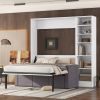Full Size Murphy Bed Wall Bed with Sofa,with Shelves,White