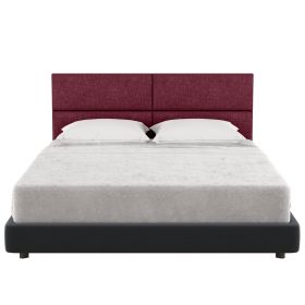 Jaxx Panelist Modern Padded Headboard – Set of 4 Wall Mounted Panels (Each 11.25" x 30") - Queen, Vino Red Microvelvet