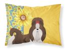 Summer Sunflowers Liver and White Shih Tzu Standard Pillowcase Lightweight Super Soft Easy Care Decorative Artwork Pillowcase, Standard