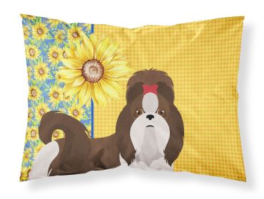 Summer Sunflowers Liver and White Shih Tzu Standard Pillowcase Lightweight Super Soft Easy Care Decorative Artwork Pillowcase, Standard