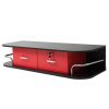 Wall Mounted Barber Station, Beauty Table with Locking Drawer, Beauty Spa Salon Styling Equipment, Black and Red