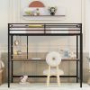 Twin Metal Loft Bed with Desk and Shelve,Black
