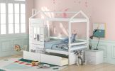 Twin Size House Bed Wood Bed with Two Drawers