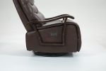 Swivel Rocker Recliner Power Glider Chair with Solid Wood Armrests - Extra Wide Reclining Sofa Chair Upholstered Faux Leather Living Room Single Sofa