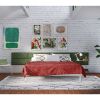 Jaxx Panelist Modern Padded Headboard – Set of 4 Wall Mounted Panels (Each 11.25" x 38") - King, Cypress Green Microvelvet