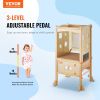 VEVOR Tower Step Stool, Foldable Toddler Kitchen Stool Helper, 3-Level Adjustable Height Toddler Step Stools with Safety Net