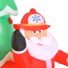 HOMCOM 7.5ft Christmas Inflatable Santa Claus Driving a Fire Truck with Tree, Outdoor Blow-Up Yard Decoration with LED Lights Display