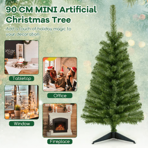 1 Pc Green Space-saving Design 36 Inch Unlit Artificial Christmas Mini Tree With Plastic Stand 1 Pc Green Space-saving Design 36 Inch Unlit Artificial Christmas Mini Tree With Plastic Stand