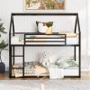 Twin over Twin House Bunk Bed with Built-in Ladder,White