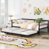 Twin Size Metal Daybed with Adjustable Trundle, Pop Up Trundle