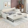 Twin Size Upholstery DayBed with Trundle and USB Charging Design; Trundle can be flat or erected