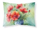 Ohio Scarlet Carnations in Watercolor Standard Pillowcase Lightweight Super Soft Easy Care Decorative Artwork Pillowcase, Standard