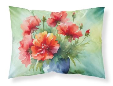Ohio Scarlet Carnations in Watercolor Standard Pillowcase Lightweight Super Soft Easy Care Decorative Artwork Pillowcase, Standard (Default: Default)