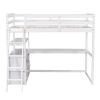 Twin Size Loft Bed with Desk and Shelves;  Two Built-in Drawers