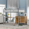 Twin Metal Bunk Bed with Desk;  Ladder and Guardrails;  Loft Bed for Bedroom