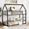Twin over Twin House Bunk Bed with Built-in Ladder,White