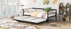 Twin Size Metal Daybed with Adjustable Trundle, Pop Up Trundle
