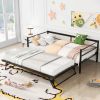 Twin Size Metal Daybed with Adjustable Trundle, Pop Up Trundle