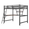 Full Size Loft Metal&MDF Bed with Desk and Shelf,