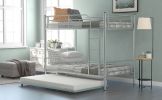 Twin-Over-Twin Metal Bunk Bed With Trundle,Can be Divided into two beds,No Box Spring needed