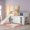 Low Twin Size Loft Bed with Cabinets;  Shelves and Slide
