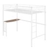 Twin Metal Bunk Bed with Desk;  Ladder and Guardrails;  Loft Bed for Bedroom