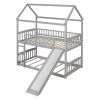 Twin Over Twin Bunk Bed with Slide, House Bed with Slide
