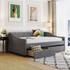 Upholstered daybed with Two Drawers;  Wood Slat Support;  Gray;  Full Size