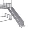 Twin over Twin Metal Bunk Bed House Bed with Slide and Staircase