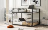 Full over Full Metal Bunk Bed;  Low Bunk Bed with Ladder