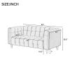 63" Modern Sofa Dutch Fluff Upholstered sofa with solid wood legs, buttoned tufted backrest
